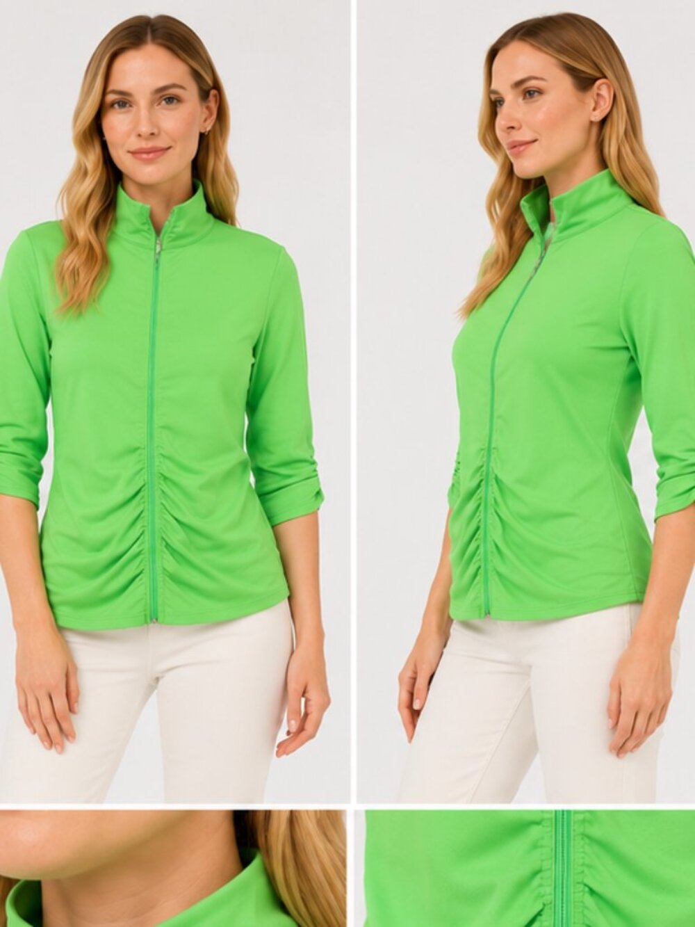 Calvin Klein Lime Green Zip Front Top Size L